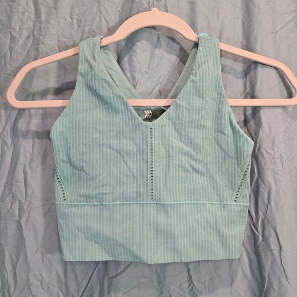 All in Motion Aqua Ribbed V-Neck Bra - Picture 1 of 3